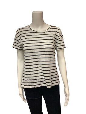 Kinly Linen Stripe Print Top Size: S